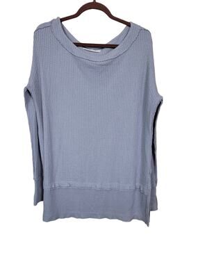 Free People Size X-Small Oversized Thermal Waffle Weave Long Sleeve Shirt